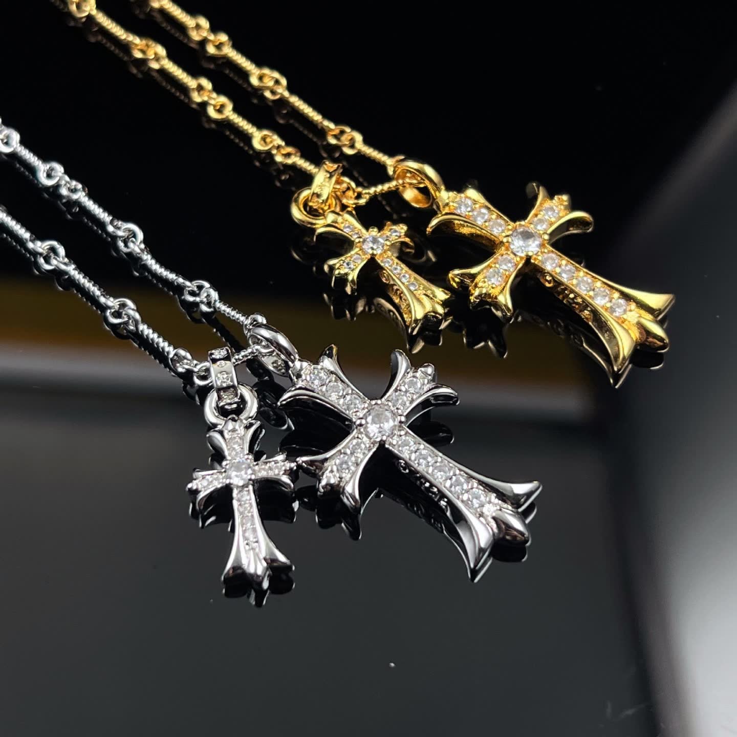 Chrome Hearts Elegant Cross and Star Pendant Necklace
